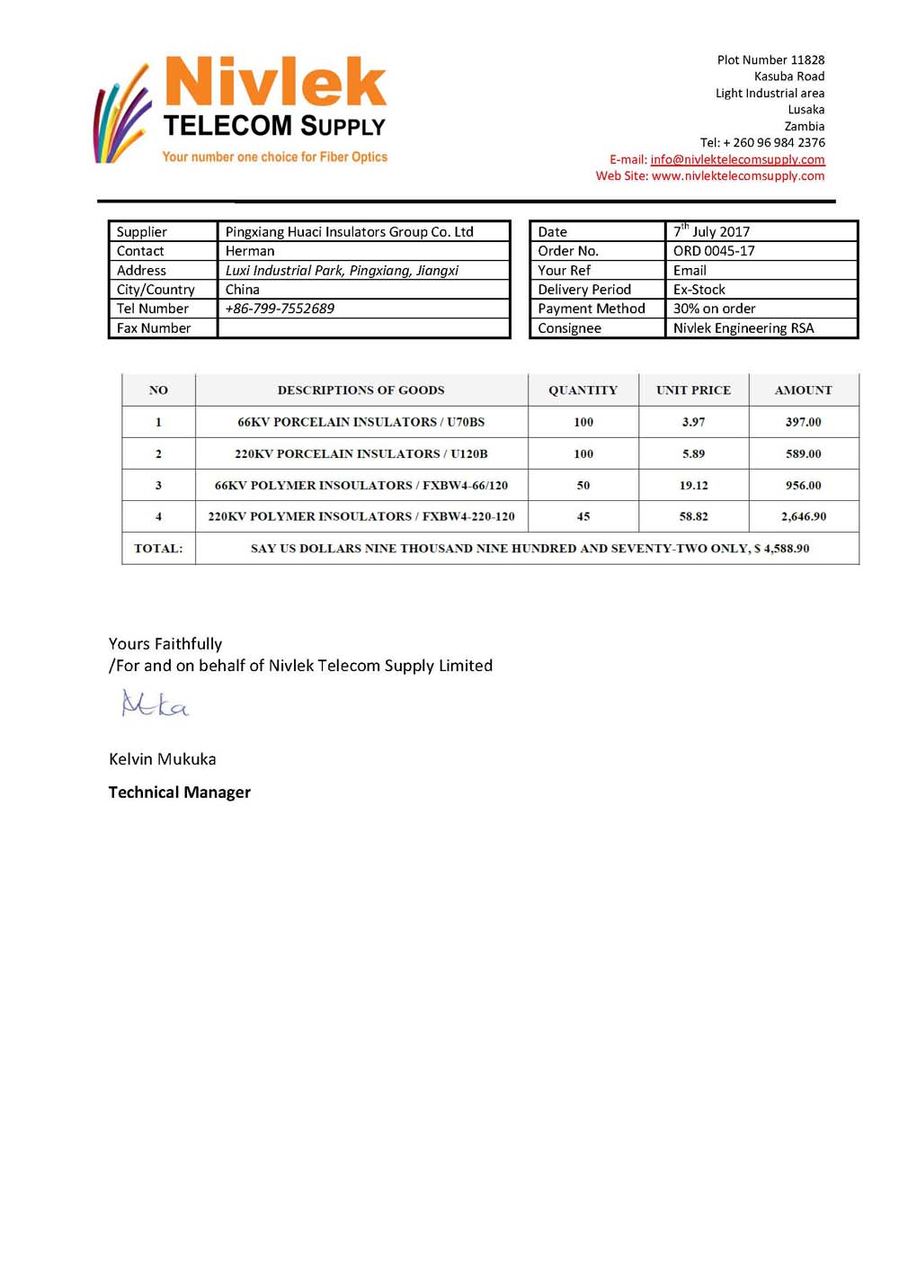 Nivlek Telecom Supply Limited